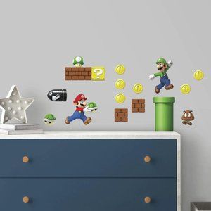 Super Mario Bros Peel Stick Wall Decals Build Scene Sticker Room Decor Art Luigi